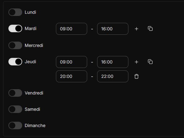 [ Update ] Modification des Horaires Call