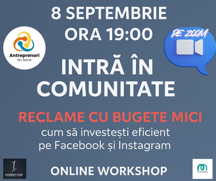 Workshop azi: Reclame cu bugete mici (ora 19:00)