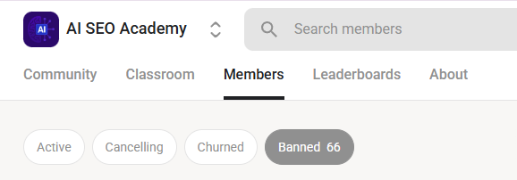 New achievement! 66 members banned