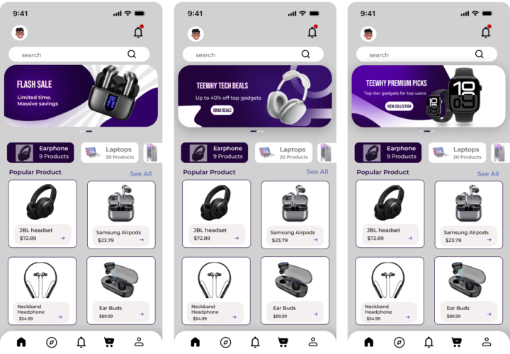 High-Converting Mobile Ecommerce UI Design for a Premium Tech Store