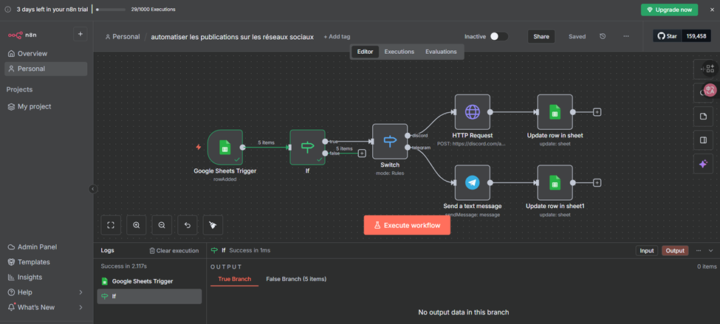 Problème update row in sheet et if 