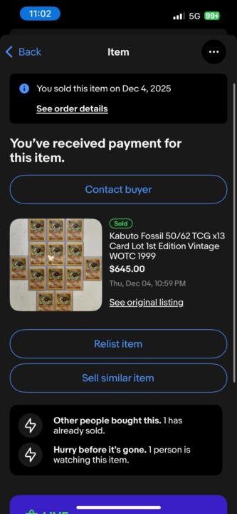 Sold off my 13 1st ed Kabutos