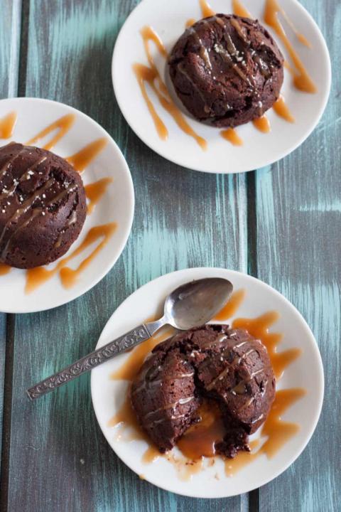Molten Chocolate Lava Cake with Sea Salt Caramel