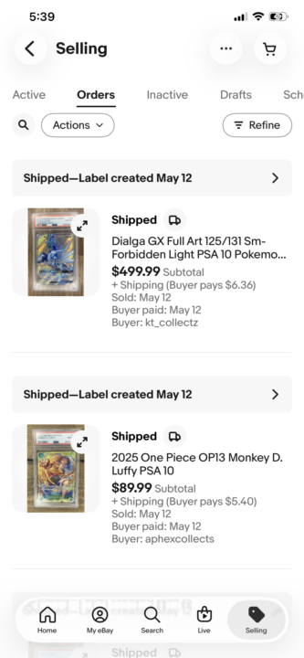 Sold these two cards thus far today. 