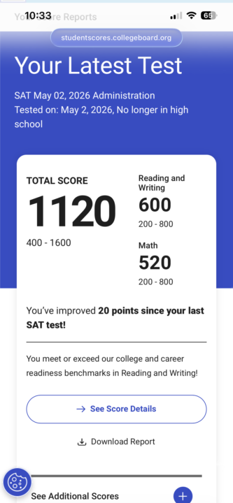Here’s my sat score