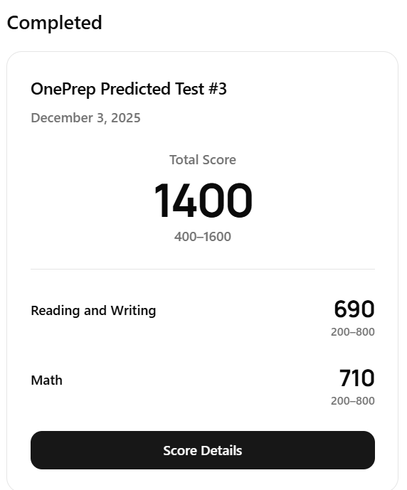 Full length practice on OnePrep