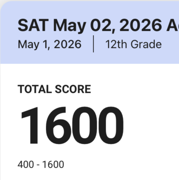 SAT score that I thought I would never achieve