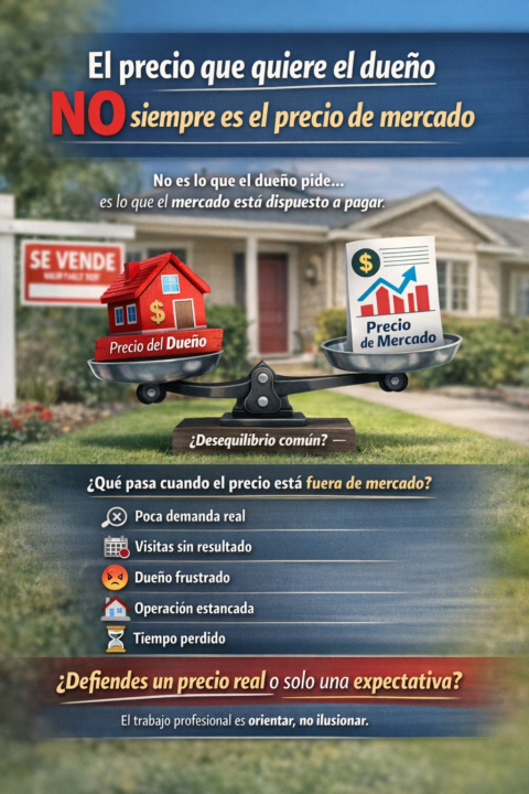 El precio que quiere el dueño no siempre es el precio de mercado