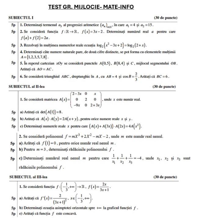 Rezolvare test- gr. Mijlocie- Mate-info