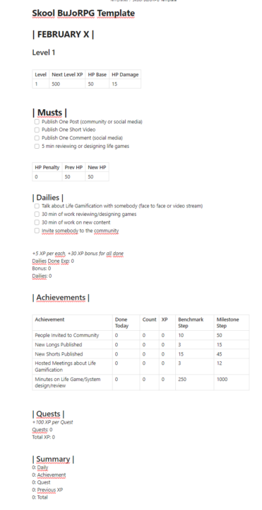 Skool BuJoRPG - Game to Be More Productive and Effective on Skool