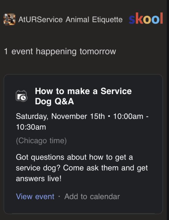 SSAS “How to make my dog a Service Dog 🐕‍🦺?”  11.15.25