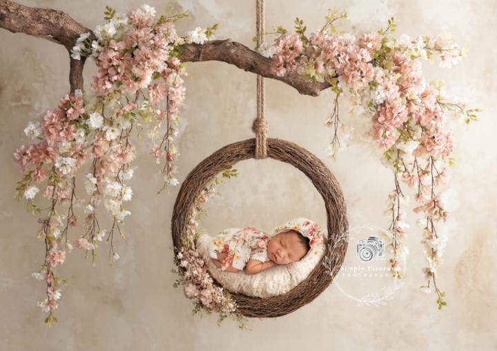 Beautiful baby on a dream catcher. 