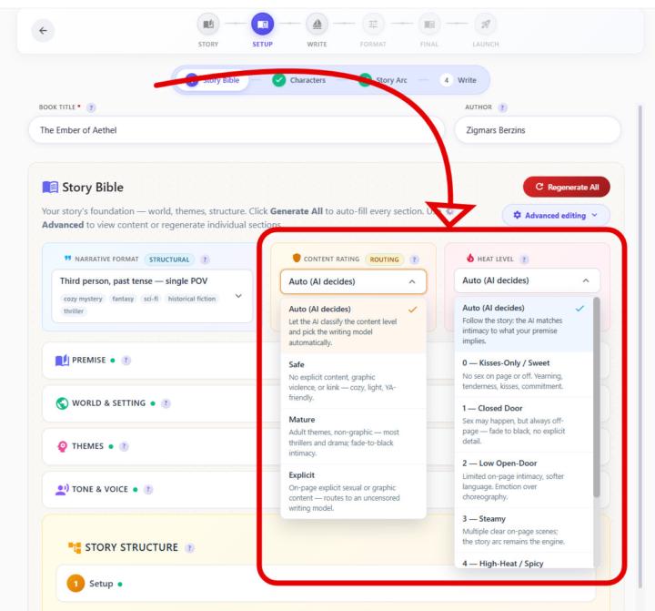 New feature: Heat Level control for your fiction books