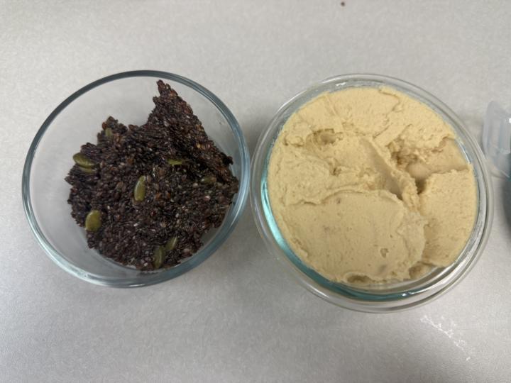 Homemade Hummus and crunchy hydrated seed cookies