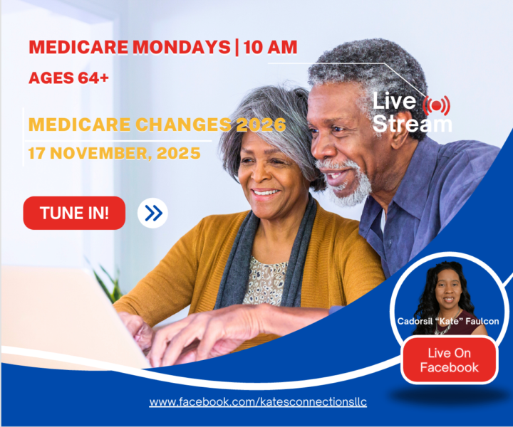 Tune in to learn about Medicare every Monday at 10am https://www.facebook.com/katesconnectionsllc/