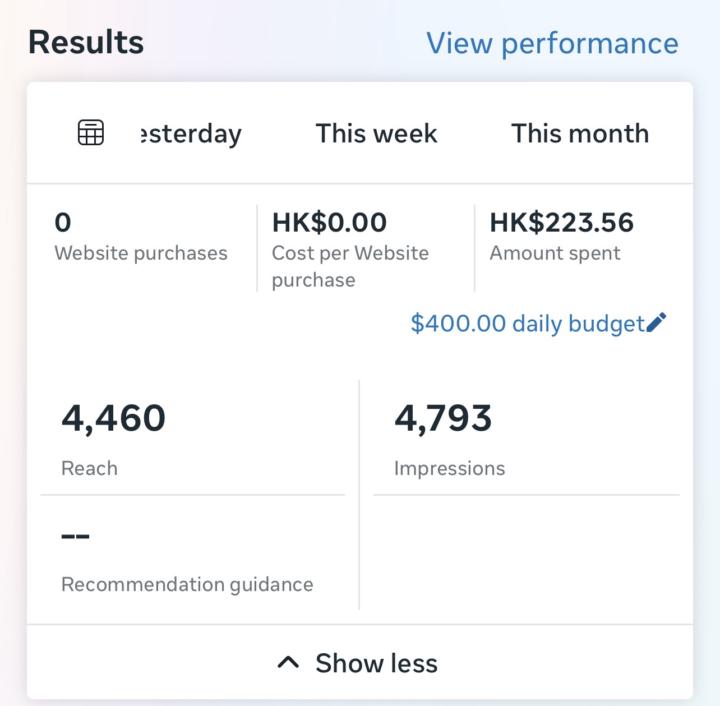 Launched ad in fb, Ig on Jan 5, 26