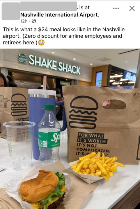 $24 for an airport burger meal? 😳