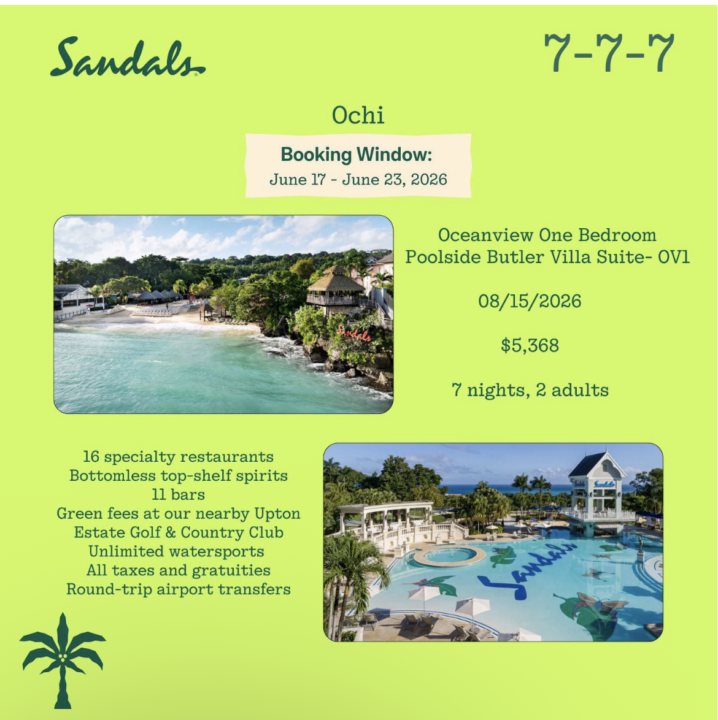Wednesday 777 Deals - Sandals Resorts