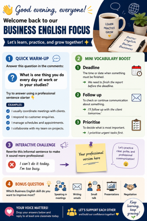 Thursday-Business English focus!