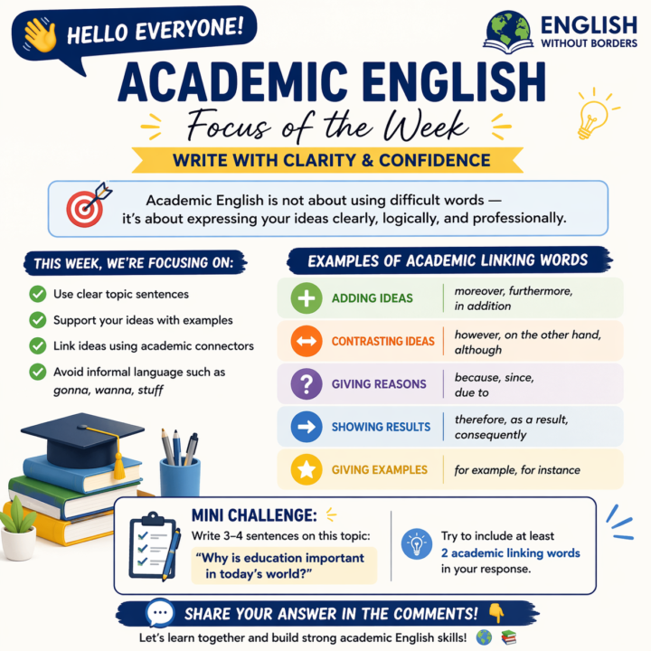 🎓 Academic English Focus of the Week: Write with Clarity & Confidence
