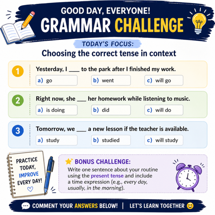 Wednesday: Grammar Focus!