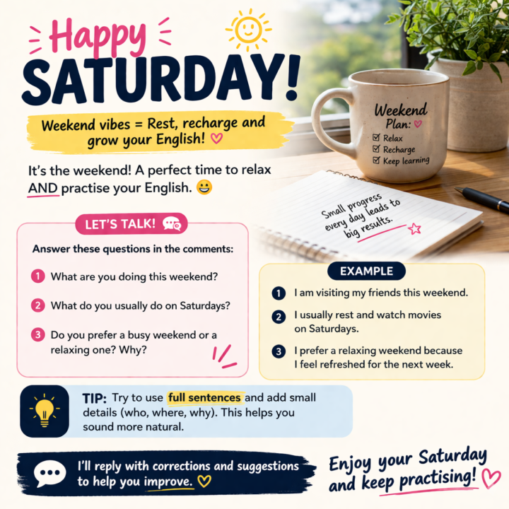 🌿 Weekend English Practice – Saturday Vibes!
