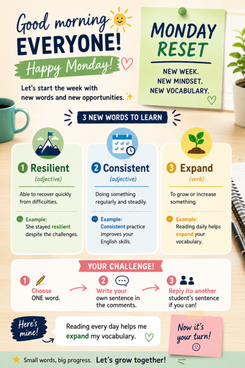 Monday- New Vocabulary!