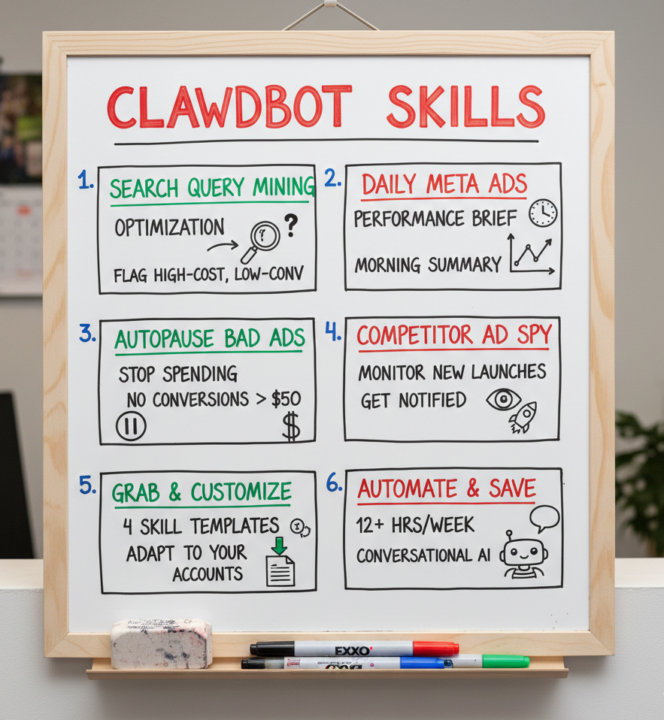 Built 4 Clawdbot Skills this weekend. One manages $50K in ad spend automatically 👇