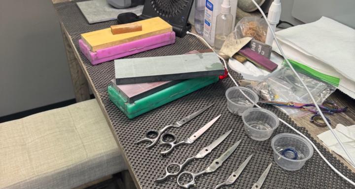 Hair salon scissor sharpening