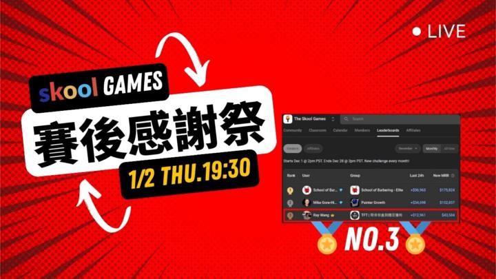 📣這週四1/2 19:30【Skool Games賽後感謝祭】