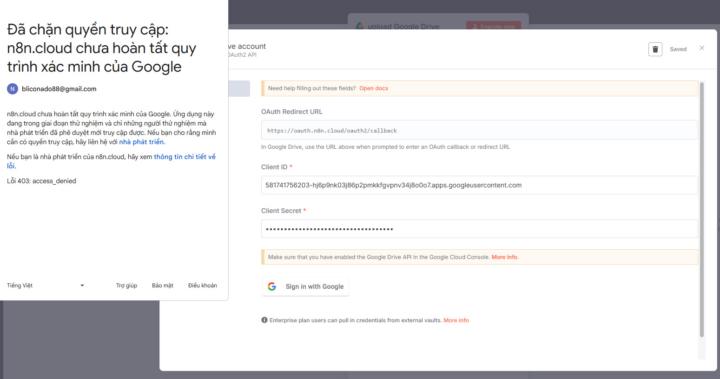 Lỗi kết nối Google API 