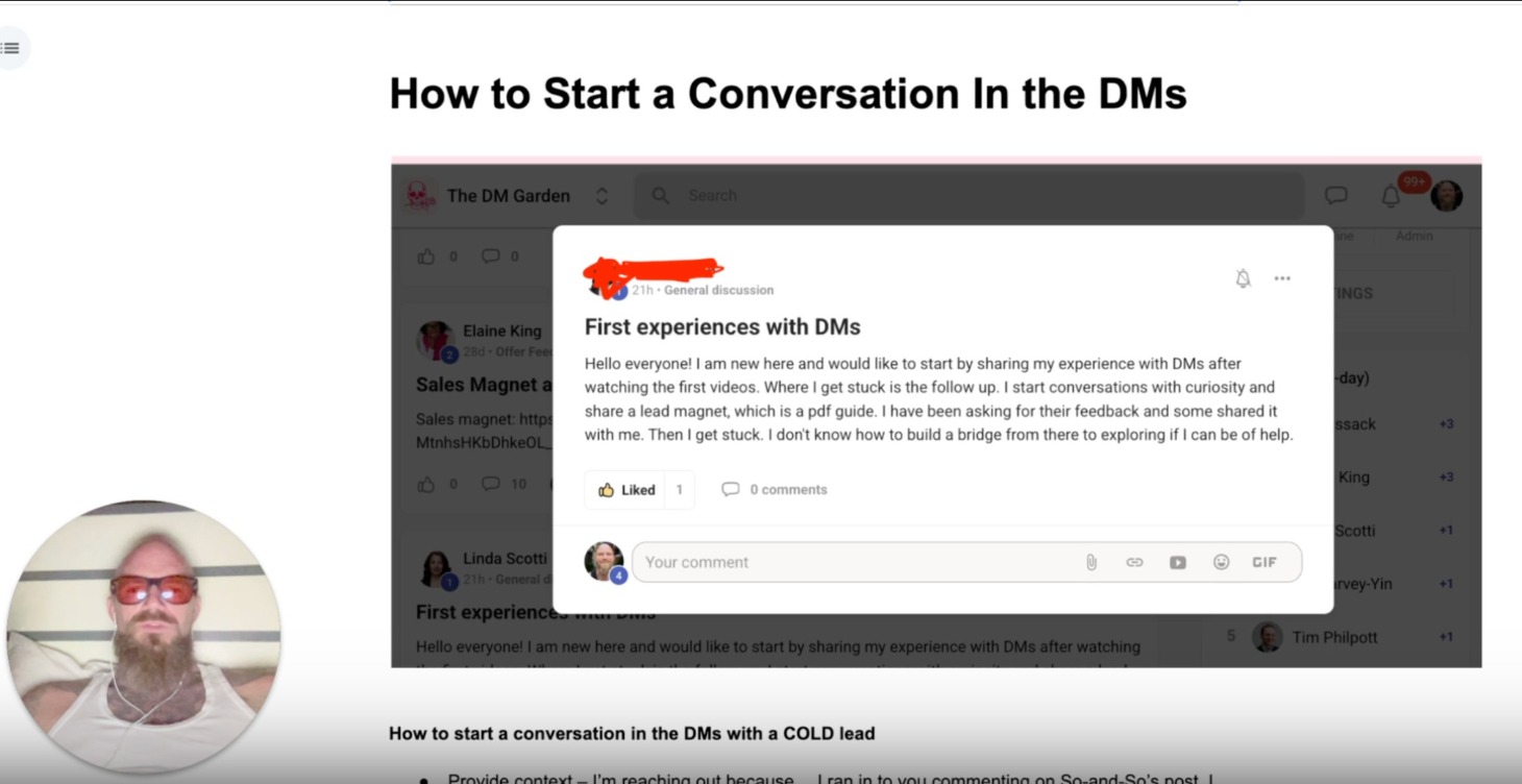 How to start conversations in the DMs.