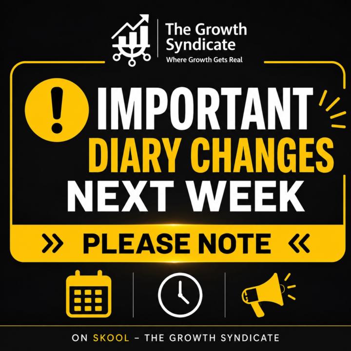 📅 IMPORTANT: 2 DIARY CHANGES FOR NEXT WEEK