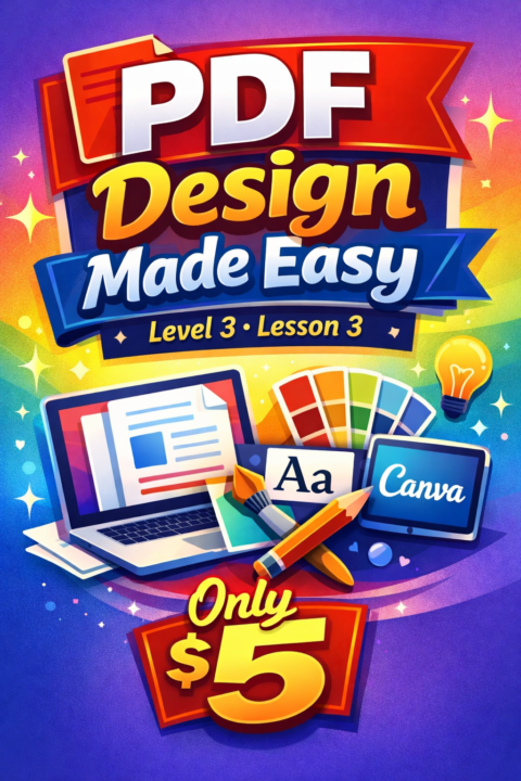 $5 PDF DESIGN MADE EASY - LEVEL3 LESSON 3 - FOR BEGINNERS- 📌 