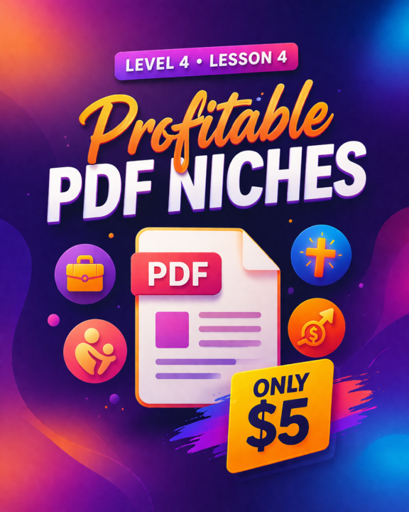 $$5 PROFITABLE PDF NICHES TO SELL - FOR BEGINNERS - Level 4 - Lesson 4 📌