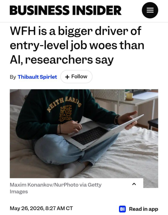 Remote Work Causing Entry-Level Jobs to Disappear 