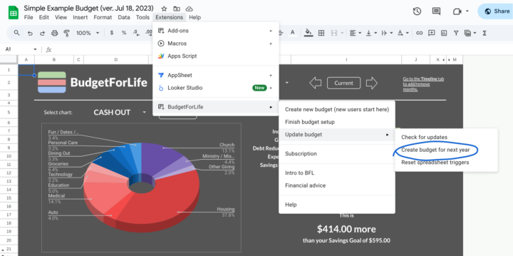Creating a new BFL spreadsheet