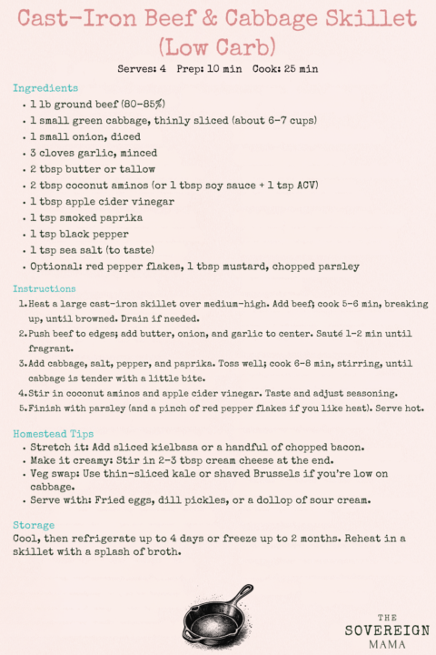 Cast-Iron Beef & Cabbage Skillet (Low Carb)