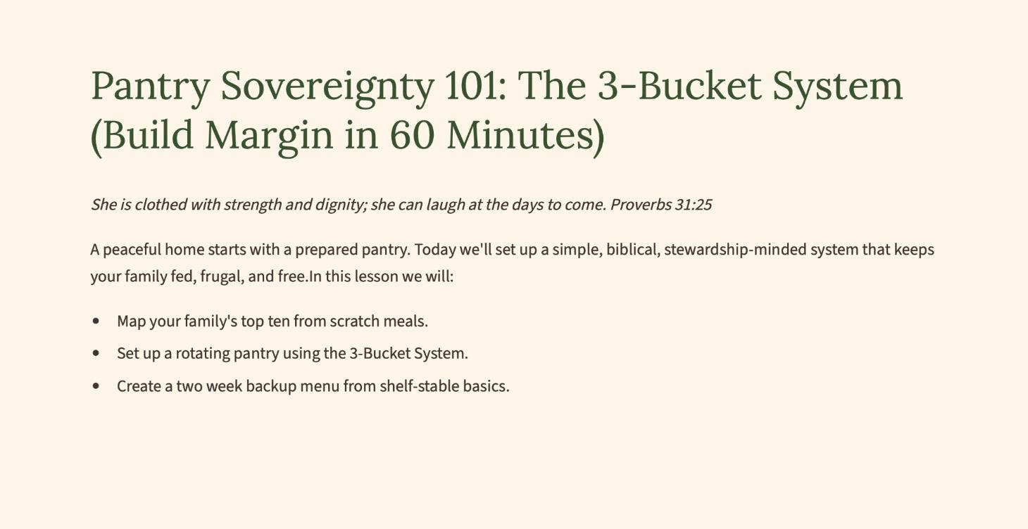 Pantry Sovereignty 101: The 3-Bucket System