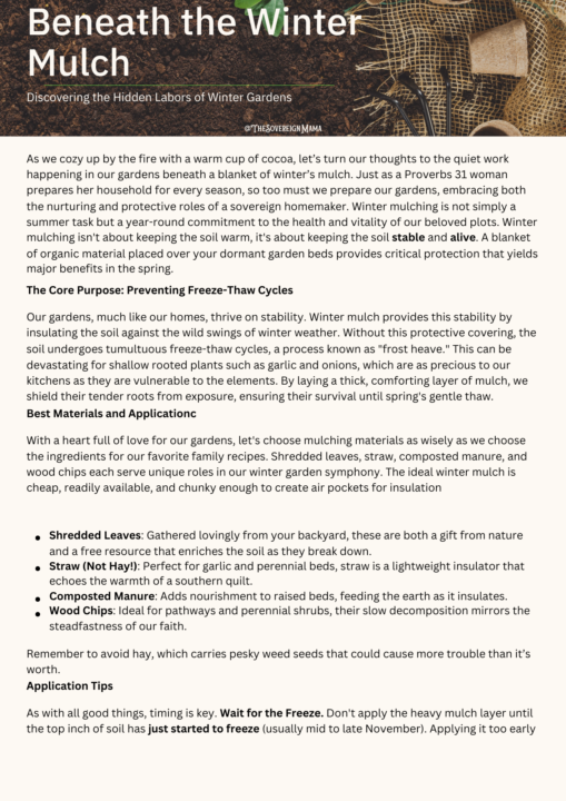 Winter Garden Work Starts Now