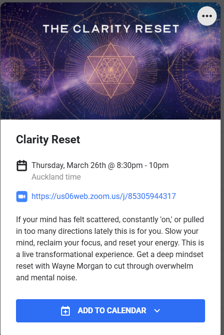 CLARITY RESET - JOIN US NEXT WEEK! LIVE! FREE!