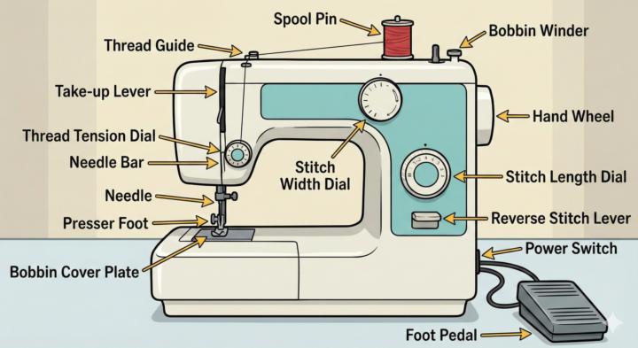 🧵 Sewing Machine Parts: Quick Map (So You Stop Guessing)