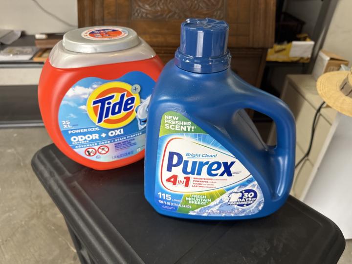 Full Pyrex Detergent, and a few Tide Pods