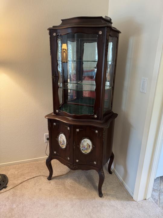 Antique Curved Glass Display Cabinet