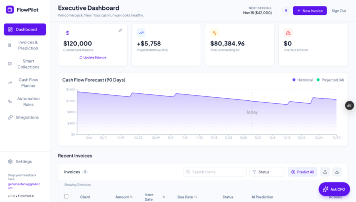 FlowPilot: Predict Cash Flow. Collect Faster Complete System.