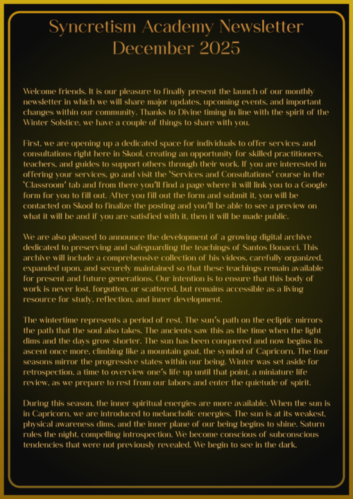 Syncretism Academy Newsletter December 2025 - OFFICIAL LAUNCH!