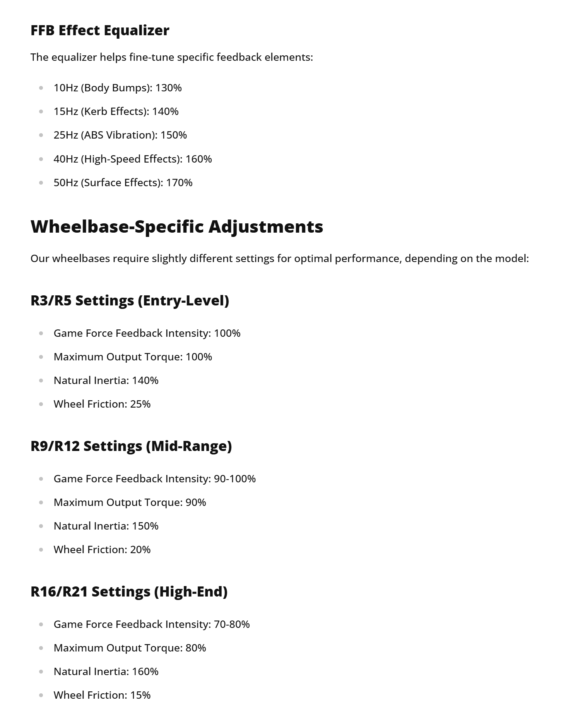 SETTINGS MOZA PARA ASSETTO CORSA
