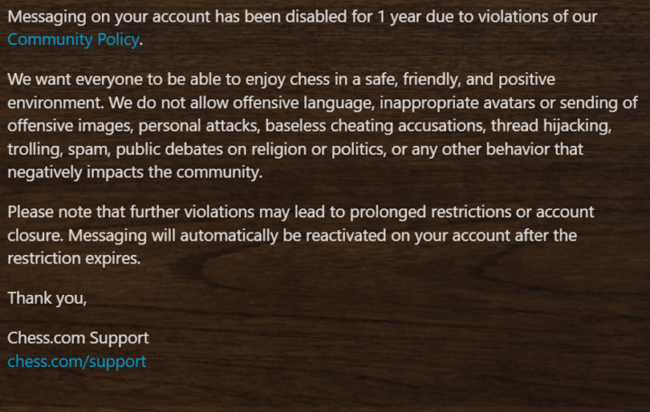 Chess.com muted me for 1 year. I'm done.