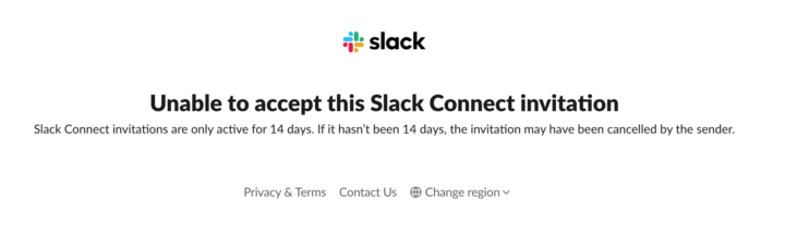 Unable to accept this Slack Connect invitation