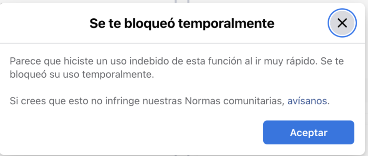 Me bloquearon el acceso a la libreria de anuncios de FB